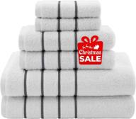 dorlion turkish towels - 6-piece striped towel set | plush 100% 🛀 cotton | highly absorbent, super soft, quick dry | dark grey bathroom towel set logo