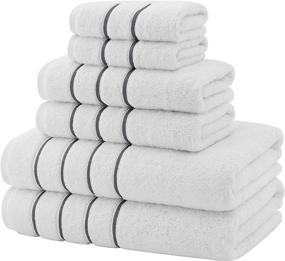 img 1 attached to Dorlion Turkish Towels - 6-Piece Striped Towel Set | Plush 100% 🛀 Cotton | Highly Absorbent, Super Soft, Quick Dry | Dark Grey Bathroom Towel Set