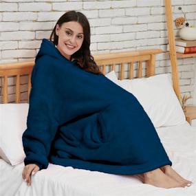 img 2 attached to 🔵 Fantaslook Wearable Blanket: Ultimate Comfort in Deep Pocket Oversized Hoodie – Perfect Gift for Women, Men, and Adults in ONE Size FITS Most (Blue)