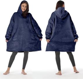 img 3 attached to 🔵 Fantaslook Wearable Blanket: Ultimate Comfort in Deep Pocket Oversized Hoodie – Perfect Gift for Women, Men, and Adults in ONE Size FITS Most (Blue)