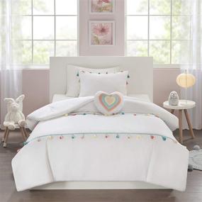 img 3 attached to 🌈 Mi Zone Kids Tessa White Cozy Comforter Set: Colorful Fun Design for Girls Bedroom Décor - Twin Size, All Season Children Bedding with Colorful Tassel - 3 Piece Set