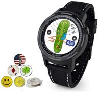 🏌️ golf buddy aim w10 bluetooth беспроводные гольф gps смарт-часы ранжировщик комплект - черные, с 5 маркерами для мяча и 1 клипом для шапки. логотип