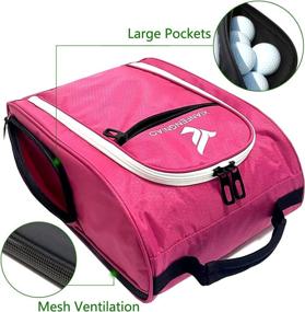 img 2 attached to Red Golf Shoe Bag for Women: Ventilated Zippered Carrier with 3 External Pockets for Golf Accessories