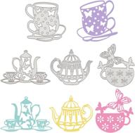 🍵 globleland metal teapot tea cup cutting dies with butterfly stencil - perfect for tea party invitations, scrapbooking, and card crafting logo