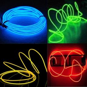 img 4 attached to 🔌 Neon Glowing Strobing Electroluminescent Wires 4-Pack - 5M 15ft (Blue, Green, Red, Yellow)