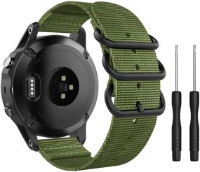 img 4 attached to 🌿 Fine Woven Nylon MoKo Band - Army Green for Garmin Fenix 6S/5S Series