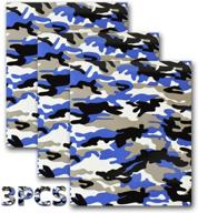 🔵 camouflage patterned heat transfer vinyl (htv) in army blue - iron on vinyl patches for diy clothing, shirts, bags, hats, socks logo