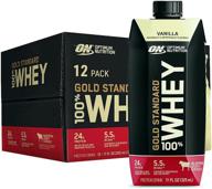 🥛 безглютеновый протеиновый коктейль optimum nutrition gold standard 100% whey, готовый для употребления, 24 г белка, ванильного вкуса, 11 жидких унций, упаковка из 12 штук логотип