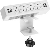 💡 4-outlet desk clamp power strip with 4 usb charging ports and edge mount outlets - removable desktop multi-outlets with power socket connect logo