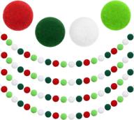 🎄 aneco 4 pack christmas felt ball garland: decorate with 80 pompom balls - colorful christmas ornament for tree, fireplace, and wall logo