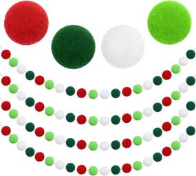 img 4 attached to 🎄 ANECO 4 Pack Christmas Felt Ball Garland: Decorate with 80 Pompom Balls - Colorful Christmas Ornament for Tree, Fireplace, and Wall