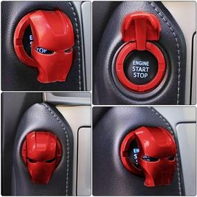 img 2 attached to 🚗 Cingfanlu Car One-Button Start Button Protective Cover - Anti-Scratch Universal Replacement with Metal Decorative Stickers - Cool Ring (Black+Red)