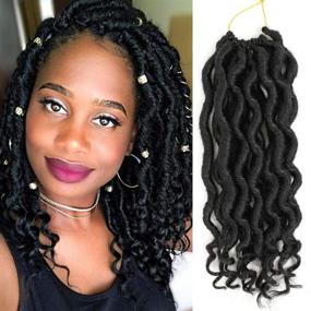 img 4 attached to 👑 Волосы-косик Faux Locs Crochet с кудрявыми концами - 12 корней/упаковка синтетических косичек для крючка | Гламурные Богини Fauxs Locs для непринужденного стиля (12, 1В)