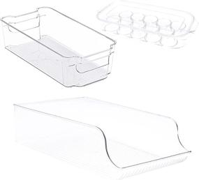 img 1 attached to 🥗 BPA Free Plastic Refrigerator Organizer Bins - 7 Pack: 2 Large + 4 Medium Food Storage Bins & 1 Egg Holder for Freezer, Kitchen Cabinet, Pantry Organization and Storage