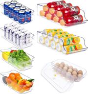 🥗 bpa free plastic refrigerator organizer bins - 7 pack: 2 large + 4 medium food storage bins & 1 egg holder for freezer, kitchen cabinet, pantry organization and storage логотип