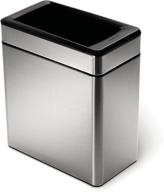 🗑️ brushed stainless steel 10l / 2.6 gallon profile open trash can by simplehuman logo