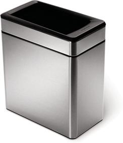 img 1 attached to 🗑️ Brushed Stainless Steel 10L / 2.6 Gallon Profile Open Trash Can by simplehuman