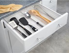 img 2 attached to 🍴 mDesign Clear 4 Compartment Kitchen Cabinet Drawer Organizer - Adjustable and Expandable Dividers for Cutlery, Serving Spoons, Cooking Utensils, Gadgets - BPA Free, Food Safe - Pack of 2