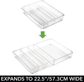 img 1 attached to 🍴 mDesign Clear 4 Compartment Kitchen Cabinet Drawer Organizer - Adjustable and Expandable Dividers for Cutlery, Serving Spoons, Cooking Utensils, Gadgets - BPA Free, Food Safe - Pack of 2