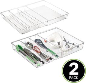 img 3 attached to 🍴 mDesign Clear 4 Compartment Kitchen Cabinet Drawer Organizer - Adjustable and Expandable Dividers for Cutlery, Serving Spoons, Cooking Utensils, Gadgets - BPA Free, Food Safe - Pack of 2