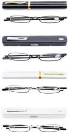 img 3 attached to Portable Slim Pen Reading Glasses – 4 Pairs, Men and Women Pocket Readers with Clip Case (2.00)