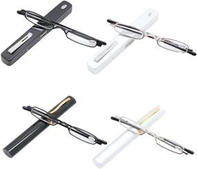 img 4 attached to Portable Slim Pen Reading Glasses – 4 Pairs, Men and Women Pocket Readers with Clip Case (2.00)