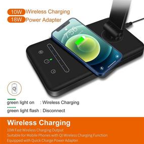 img 2 attached to 💡 Versatile LED Desk Lamp: Wireless Charger, USB Port, 6 Brightness Levels, 5 Lighting Modes, Touch Control, Auto-Off Timer, Dimmable Eye-Caring Light - Black