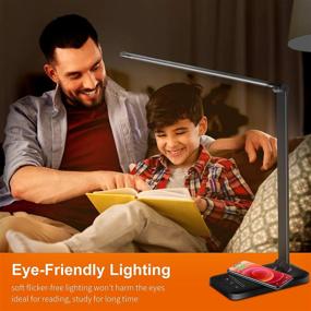 img 3 attached to 💡 Versatile LED Desk Lamp: Wireless Charger, USB Port, 6 Brightness Levels, 5 Lighting Modes, Touch Control, Auto-Off Timer, Dimmable Eye-Caring Light - Black