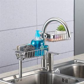 img 2 attached to 🧽 Organize Your Kitchen Accessories with HANZE Stainless Steel Faucet Sponge Holder Sink Caddy - Featuring Longer Screws