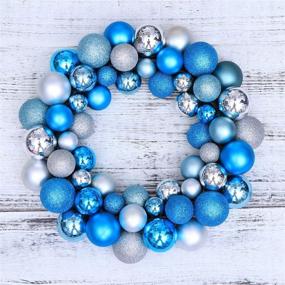 img 1 attached to Happyyami: Sparkling Silver Blue Christmas Ball Wreath Garland Ornaments - Vibrant Xmas Tree Decor for Festive Home Décor & Holiday Parties