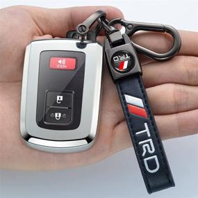 img 4 attached to Чехол для ключа Key Fob для автомобилей Toyota TRD Sequoia Tundra Tacoma 4Runner Land Cruise Camry Avalon, аксессуары для автомобиля Smart Remote, премиум-мягкий чехол из TPU для ключа 3/4/5 кнопок (Серебро)