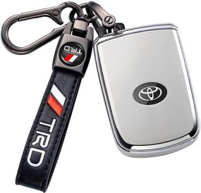 img 2 attached to Чехол для ключа Key Fob для автомобилей Toyota TRD Sequoia Tundra Tacoma 4Runner Land Cruise Camry Avalon, аксессуары для автомобиля Smart Remote, премиум-мягкий чехол из TPU для ключа 3/4/5 кнопок (Серебро)