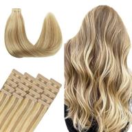 💁 wennalife tape in human hair extensions: 14 inch light blonde highlighted golden blonde remy hair extensions logo