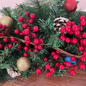 img 2 attached to 6FT Christmas Red Berry Garland | Artificial Bendable Stems Xmas Tree Decor | Indoor/Outdoor Home Mantle Fireplace Stairs Table Decorations | Holiday Thanksgiving Party Supplies