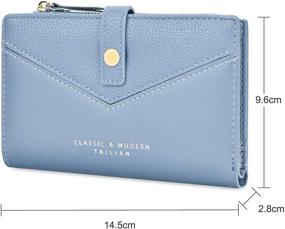 img 2 attached to 💙 Blue KEYCENT Women's Small Bifold PU Leather Wallet with Card Slots, Zipper Coin Purse