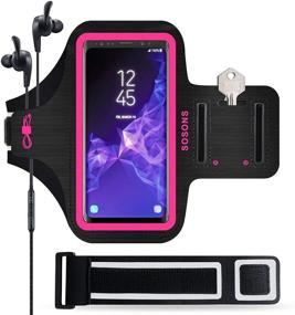 img 4 attached to 💦 Water Resistant Gym Case with Card Pockets and Key Slot - SOSONS Running Armband for Samsung Galaxy S8/S9/S10/S20/S21/S8+/S9+/S10+/S20+