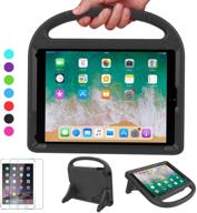 🔒 black shockproof kids case for ipad 9.7 2018/2017, air 1/2, pro 9.7 - protective stand with handle & screen protector - ipad 5th/6th generation compatible logo