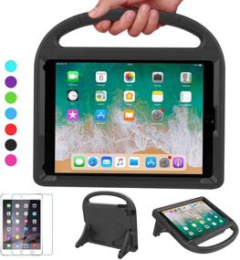 img 4 attached to 🔒 Black Shockproof Kids Case for iPad 9.7 2018/2017, Air 1/2, Pro 9.7 - Protective Stand with Handle & Screen Protector - iPad 5th/6th Generation Compatible