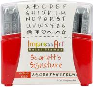 impressart scarlett's signature uppercase stamp set: 33-piece, 2.5mm - high quality metal stamps for precision imprinting logo