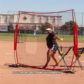 img 1 attached to Enhance Softball Training with PowerNet 7x7 ft Pitch-Thru Protection Screen (NET ONLY): Ideal for Pitching and Batting Practice, 49 sqft Barrier, Open Area for Ball Passage