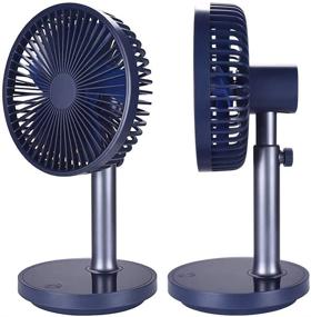 img 3 attached to 💨 Portable Rechargeable Desk Fan - 6 inch Mini Rotation Fan with LED Light - Ideal for Home, Office, Travel, and Camping - Deep Blue