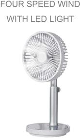 img 1 attached to 💨 Portable Rechargeable Desk Fan - 6 inch Mini Rotation Fan with LED Light - Ideal for Home, Office, Travel, and Camping - Deep Blue