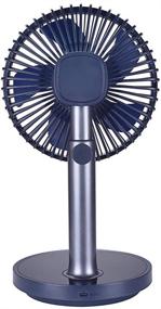 img 2 attached to 💨 Portable Rechargeable Desk Fan - 6 inch Mini Rotation Fan with LED Light - Ideal for Home, Office, Travel, and Camping - Deep Blue