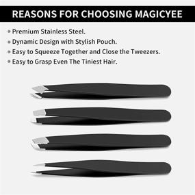 img 2 attached to 🔍 MagicYee Tweezers Set - 4pcs Precision Eyebrow Tweezers for Women/Men with Travel Case - Ideal for Ingrown & Fine Hair Removal, Splinter & Blackhead Remover - Perfect Gifts (Black)