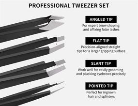 img 3 attached to 🔍 MagicYee Tweezers Set - 4pcs Precision Eyebrow Tweezers for Women/Men with Travel Case - Ideal for Ingrown & Fine Hair Removal, Splinter & Blackhead Remover - Perfect Gifts (Black)