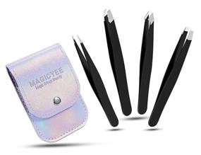 img 4 attached to 🔍 MagicYee Tweezers Set - 4pcs Precision Eyebrow Tweezers for Women/Men with Travel Case - Ideal for Ingrown & Fine Hair Removal, Splinter & Blackhead Remover - Perfect Gifts (Black)