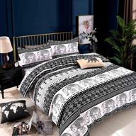 🐘 premium lightweight microfiber duvet cover set: elevate your bed with bohemian exotic elephant design (elephant, queen) logo