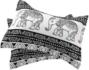 img 2 attached to 🐘 Premium Lightweight Microfiber Duvet Cover Set: Elevate your Bed with Bohemian Exotic Elephant Design (Elephant, Queen)