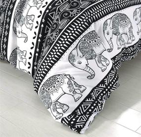 img 1 attached to 🐘 Premium Lightweight Microfiber Duvet Cover Set: Elevate your Bed with Bohemian Exotic Elephant Design (Elephant, Queen)