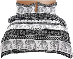 img 3 attached to 🐘 Premium Lightweight Microfiber Duvet Cover Set: Elevate your Bed with Bohemian Exotic Elephant Design (Elephant, Queen)